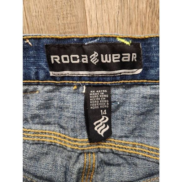 Rocawear wide-leg embroidered womens 14 (28x28) med wash Y2K embroidered - Picture 2 of 9